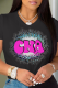 Black Casual Vintage Print Leopard Patchwork O Neck T-Shirts