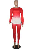 tangerine Fashion Casual adult Ma'am Solid Gradient Two Piece Suits pencil Long Sleeve Two Pieces