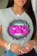 Grey Casual Vintage Print Leopard Patchwork O Neck T-Shirts