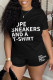 Black Casual Letter Print Basic O Neck Short Sleeve Two Pieces