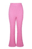 Pink Casual Solid Basic Regular High Waist Conventional Solid Color Trousers