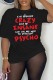 Black Casual Daily Print Patchwork Letter O Neck T-Shirts