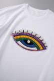 Pink Casual Patchwork Basic O Neck T-Shirts