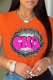 Orange Casual Vintage Print Leopard Patchwork O Neck T-Shirts