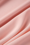 Pink Casual Elegant Solid Patchwork O Neck A Line Dresses