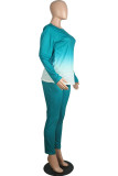 Light Green Fashion Casual adult Ma'am Solid Gradient Two Piece Suits pencil Long Sleeve Two Pieces