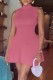 Pink Casual Solid Basic Turtleneck Sleeveless Dress Dresses