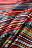 Multicolor Sexy Striped Print Backless Slit U Neck Vest Dress Dresses
