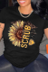 Black Vintage Print Patchwork O Neck T-Shirts