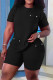 Black Casual Solid Patchwork Pocket O Neck Short Sleeve Two Pieces