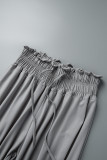 Red Casual Solid Patchwork Frenulum Fold High Waist Pencil Solid Color Bottoms