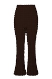 Pink Casual Solid Basic Regular High Waist Conventional Solid Color Trousers