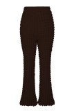Pink Casual Solid Basic Regular High Waist Conventional Solid Color Trousers