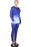purple Fashion Casual adult Ma'am Solid Gradient Two Piece Suits pencil Long Sleeve Two Pieces