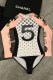 Pink Sexy Print Letter Swimwears