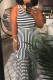 Black White Casual Striped Print Patchwork O Neck Plus Size Sleeveless Dress