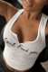 White Casual Street Print Patchwork U Neck Tops