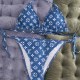 Blue Sexy Letter Bandage Swimwears