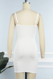 Grey Sexy Casual Solid Backless Spaghetti Strap Sleeveless Dress Dresses