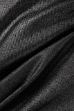 Black Sexy Casual Solid Hollowed Out O Neck Short Sleeve Two Pieces