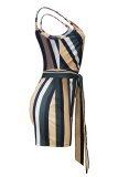 Stripe Casual Work Elegant Striped Frenulum Spaghetti Strap Regular Jumpsuits(With Belt)