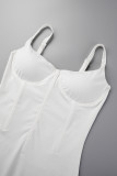 Grey Sexy Casual Solid Backless Spaghetti Strap Sleeveless Dress Dresses