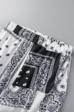 Red Casual Print Patchwork Zipper Collar Short Sleeve Two Pieces