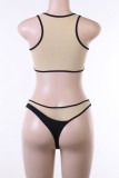 Black Sexy Patchwork See-through Contrast Swimwears