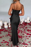 Red Sexy Solid Backless Spaghetti Strap Long Dress Dresses