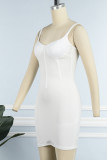 Grey Sexy Casual Solid Backless Spaghetti Strap Sleeveless Dress Dresses