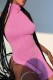 Pink Sexy Solid Backless Slit Turtleneck Sleeveless Dress Dresses