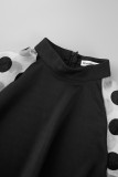 Black Casual Print Polka Dot Patchwork Half A Turtleneck A Line Dresses