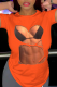 Orange Sexy Daily Print Patchwork O Neck T-Shirts
