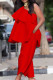 Red Casual Solid Patchwork Flounce Oblique Collar Sleeveless Two Pieces