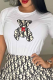White Street Vintage Print Patchwork O Neck T-Shirts