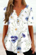 White Casual Print Basic V Neck T-Shirts