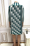 Yellow Casual Plaid Print Patchwork Turtleneck Straight Dresses