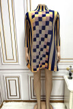 Yellow Casual Plaid Print Patchwork Turtleneck Straight Dresses