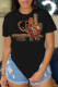 Black Street Daily Print Patchwork Letter O Neck T-Shirts