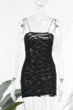 Rose Red Sexy Solid Backless Spaghetti Strap Sleeveless Dress Dresses