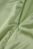 Green Sexy Solid Backless Slit Spaghetti Strap Long Dress Dresses