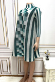 Yellow Casual Plaid Print Patchwork Turtleneck Straight Dresses