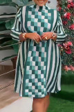 Yellow Casual Plaid Print Patchwork Turtleneck Straight Dresses