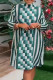 Green Casual Plaid Print Patchwork Turtleneck Straight Dresses