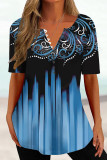 Pink Casual Print Basic V Neck T-Shirts