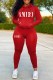 Red Casual Print Letter Hooded Collar Long Sleeve Two Pieces