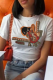 White Street Daily Print Patchwork Letter O Neck T-Shirts