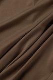 Khaki Sexy Solid Backless Spaghetti Strap Sleeveless Dress Dresses
