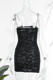 Rose Red Sexy Solid Backless Spaghetti Strap Sleeveless Dress Dresses