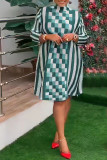 Yellow Casual Plaid Print Patchwork Turtleneck Straight Dresses